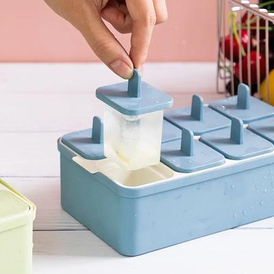 8 Grid DIY Popsicle Mold Ice Pop Plastic Molds with Stick Summer Kid DIY Ice Cream Mold Kitchen Homemade Frozen Ice Lolly Mold