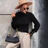 Autumn and winter new solid color European and American pullover women's knitted sweater turtleneck bead versatile sweater women