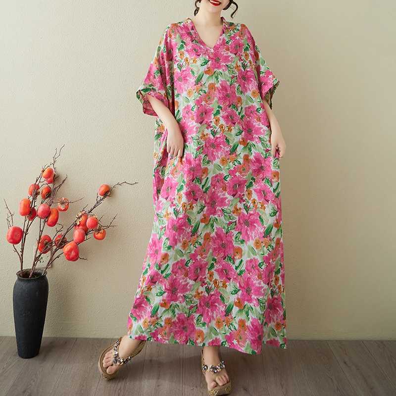 

Women s Vintage Long Dress with Cotton and Linen Patterns One size