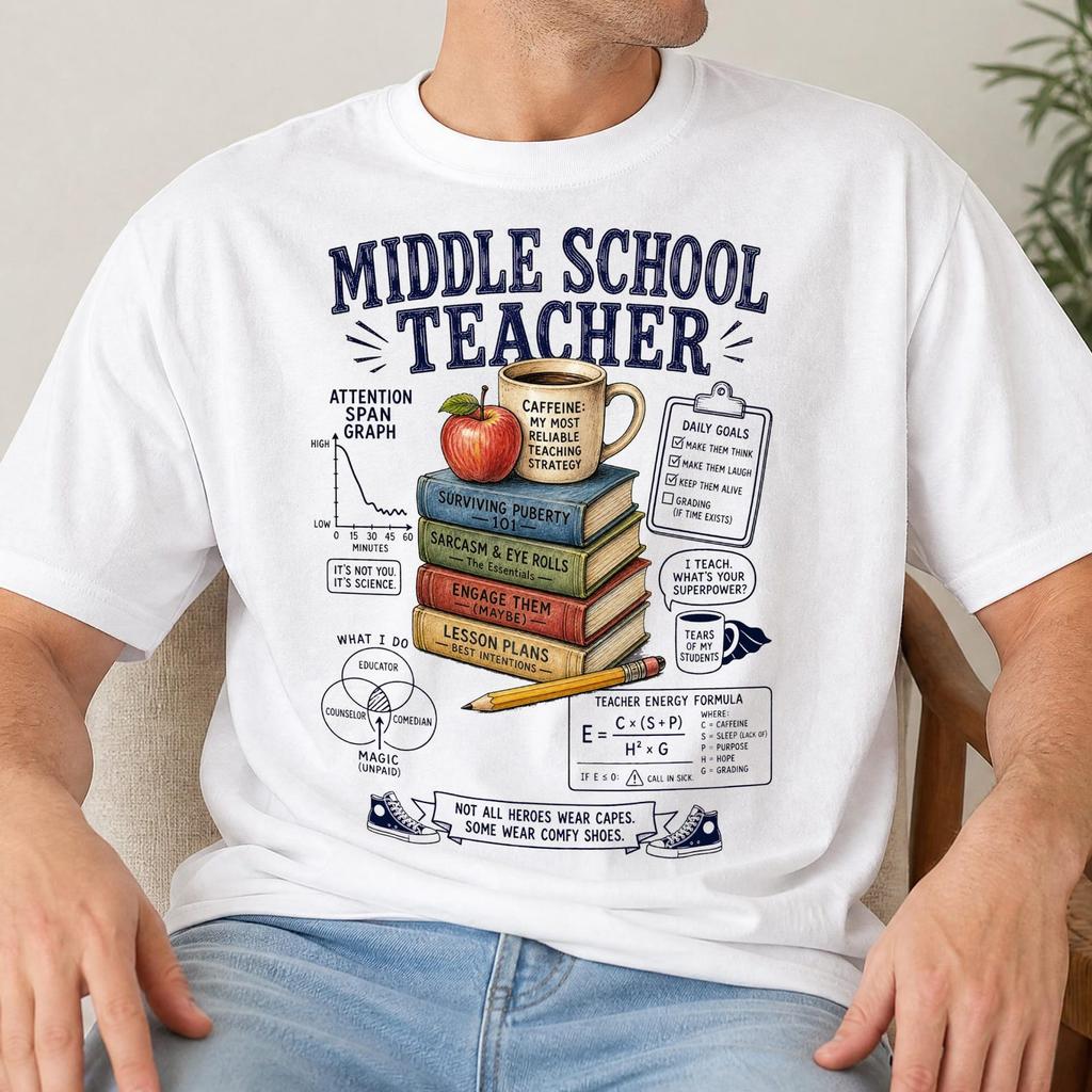 Funny Middle School Teacher Shirt - Retro Education Careers Gift - Sarcastic Middle School Teacher Clothing
