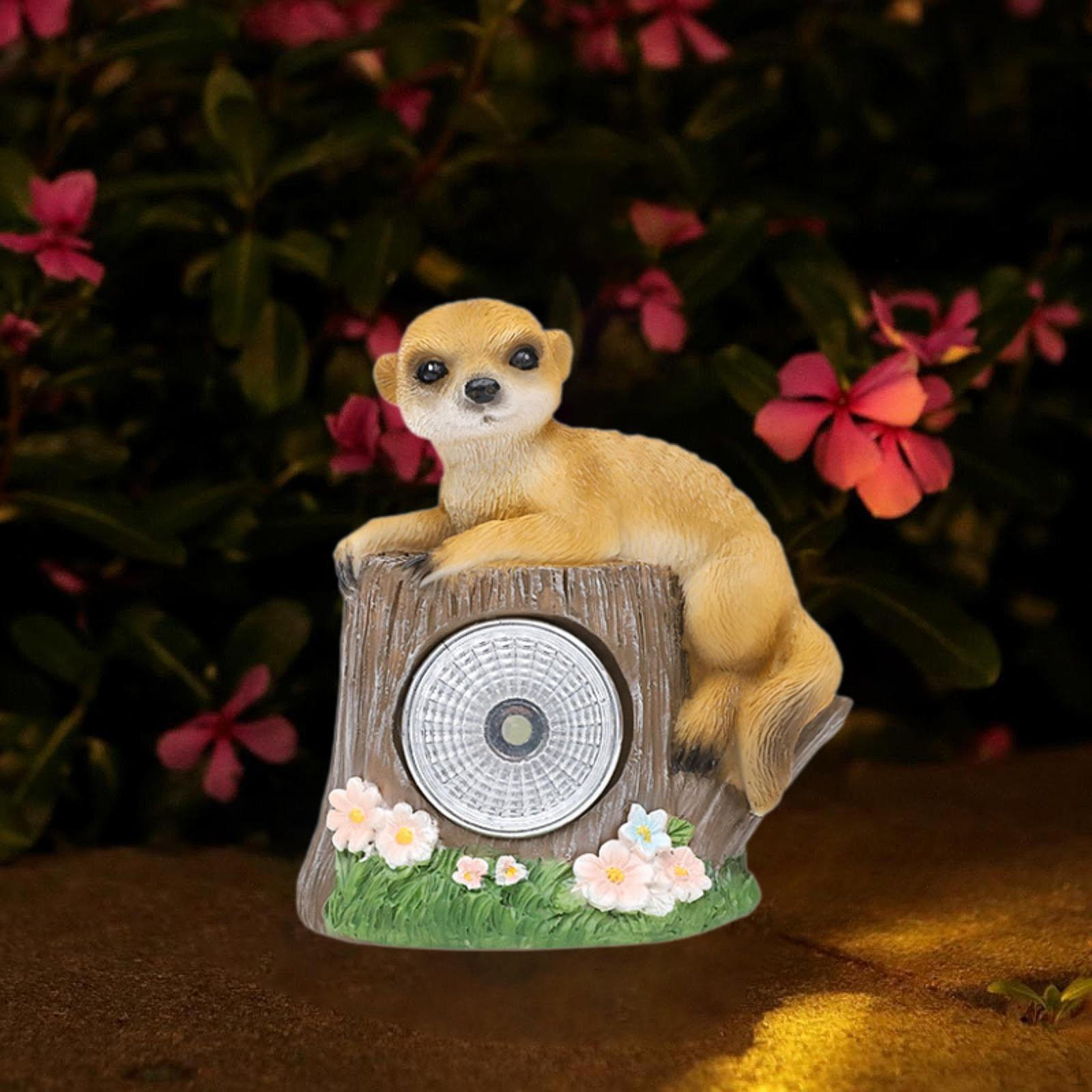 

Animal Garden Statue with Solar Light, Cute Decorative Figurine for Patio, Garden, Lawn Meerkats