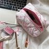 Cute Quilted Bow Y2k Makeup Bag Coquette Small Pouch Preppy Floral Heart Cosmetic Bag Toiletry Organizer Bag (Color03)
