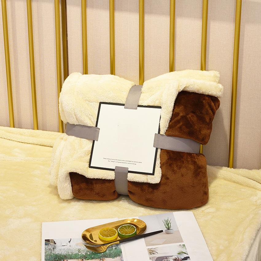 Double Thicken Lamb Cashmere Blanket 150x200cm Solid Color Bedroom School Travel Home Super Soft Fabric for Queen Bed Sofa