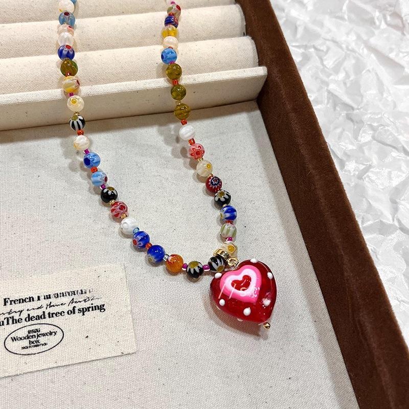 

Weird Taste Girl~ Summer Niche Design Versatile New Contrast Color Commuter Dalmatians Color Beaded Necklace