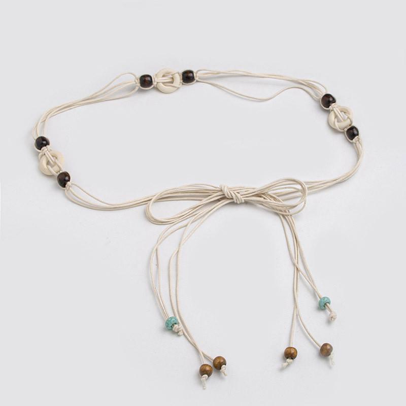 Bohemian Style Cotton Linen Waist Rope With Handwoven Knots For Vacation Wear