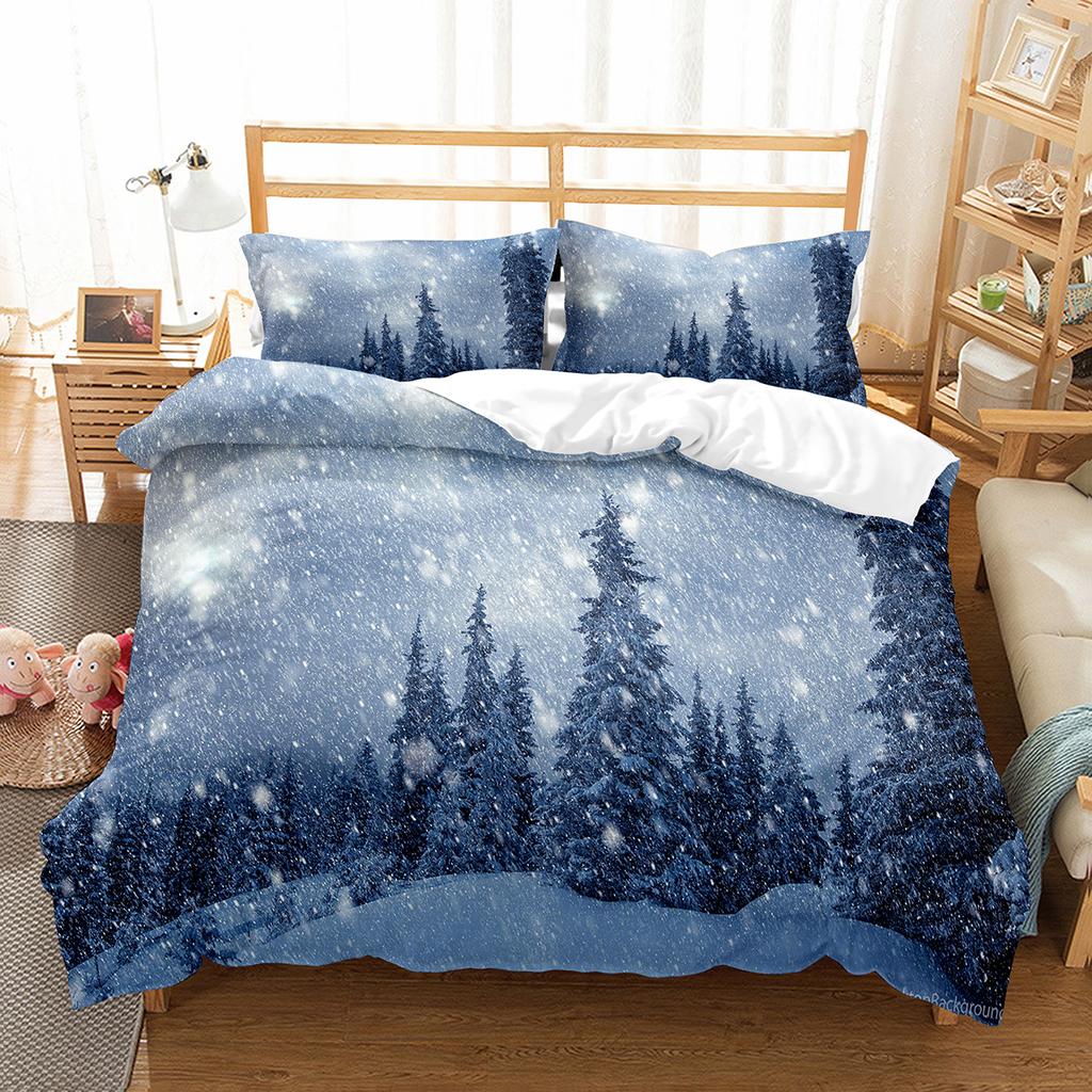 Sada povlaku na přikrývku Snowflake Zimní téma Polyesterový povlak na přikrývku Velikost Twin Full Pro Děti Dospívající Dospělé Dekorace do ložnice Ložní souprava