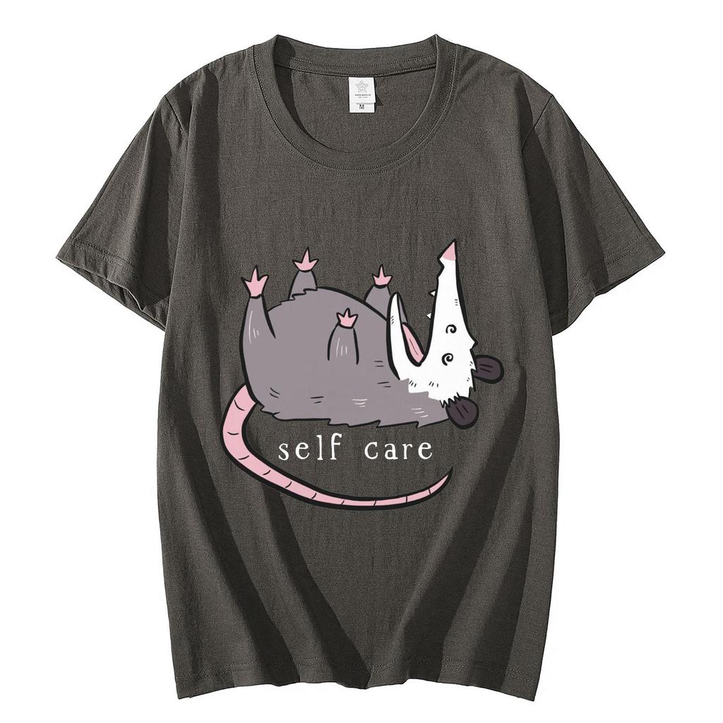Opossum Self Care Funny Tshirt Mens Womens Casual Cute Short Sleeve Tshirts Harajuku Fashion Oversized T Shirts Streetwear