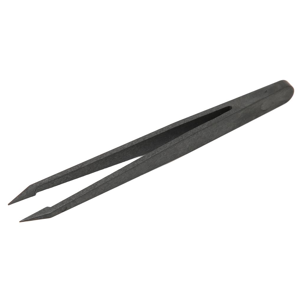 10pcs Anti Static Tweezer Plastic Material Glossy Lines Black Hearing Aid Tweezer for Electronics Laboratory Work