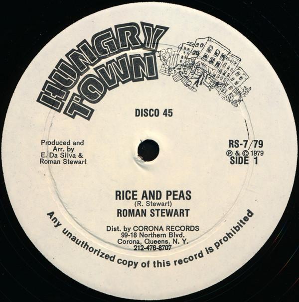 12-дюймовая пластинка ROMAN STEWART Rice And Peas RS779 Hungry Town 1977 Ямайка Регги Ска Даб Б/у