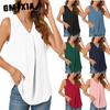 Women's Fashion Casual Solid Color Print Sleeveless V Neck Blouses & Shirts