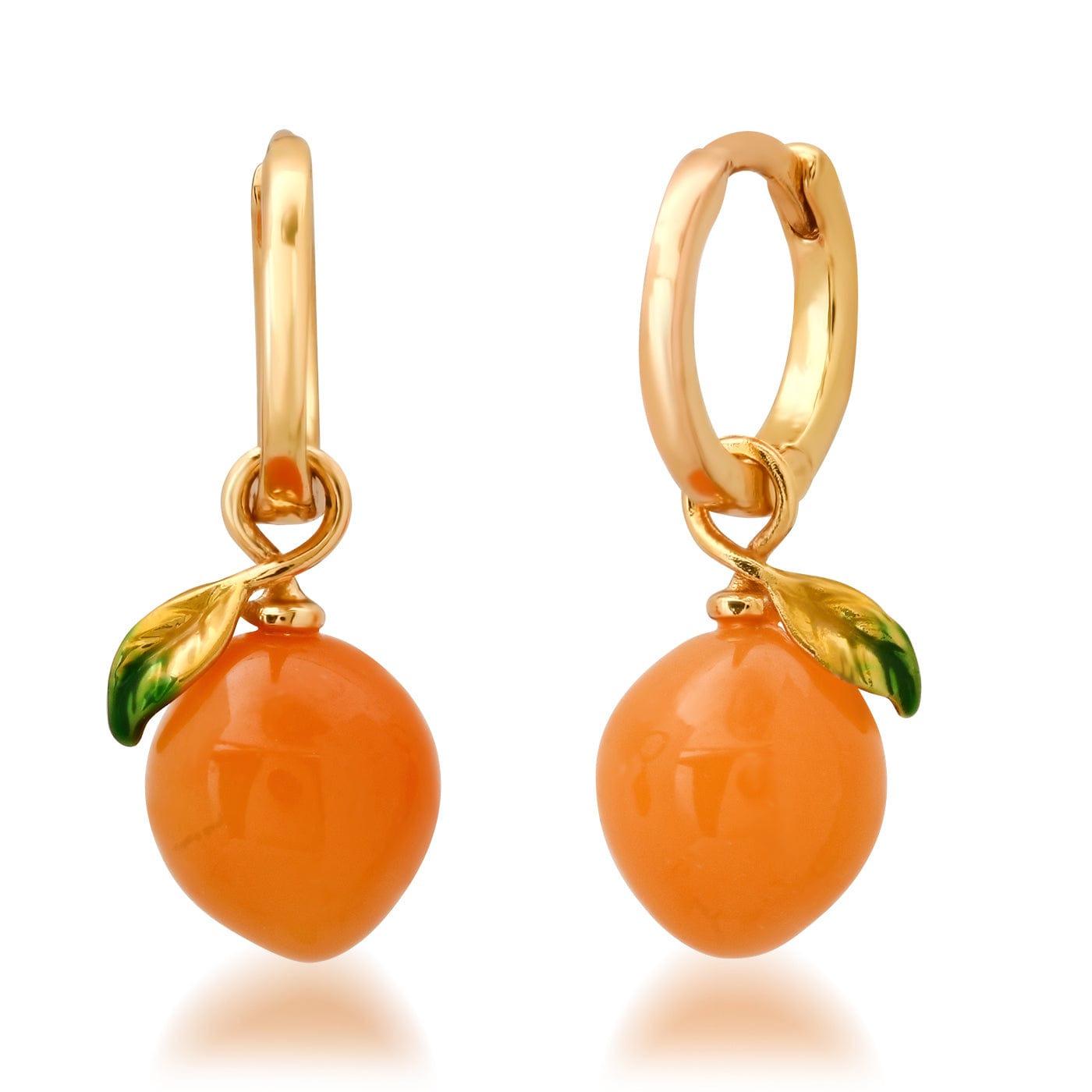 Summer Hot Sale Fruit Series: Colorful Drip Oil Earrings - Beach Vacation Pea & Carrot Design in Orange Copper оранжевый
