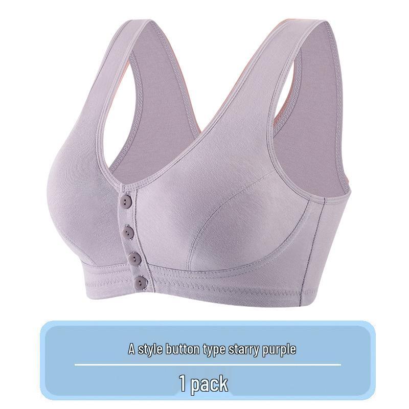 

Бавовняний бюстгальтер із передньою застібкою: Бездротовий, Великий розмір, Стиль жилета для жінок середнього та похилого віку 6XL фіолетовий