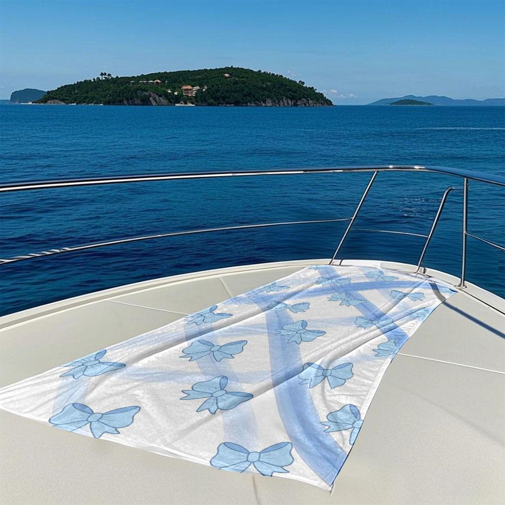 Blue Bows and Ribbons Quick Drying Bath Towel Microfiber Beach Towel Light Weight Swimming Camping Yoga Beach Out