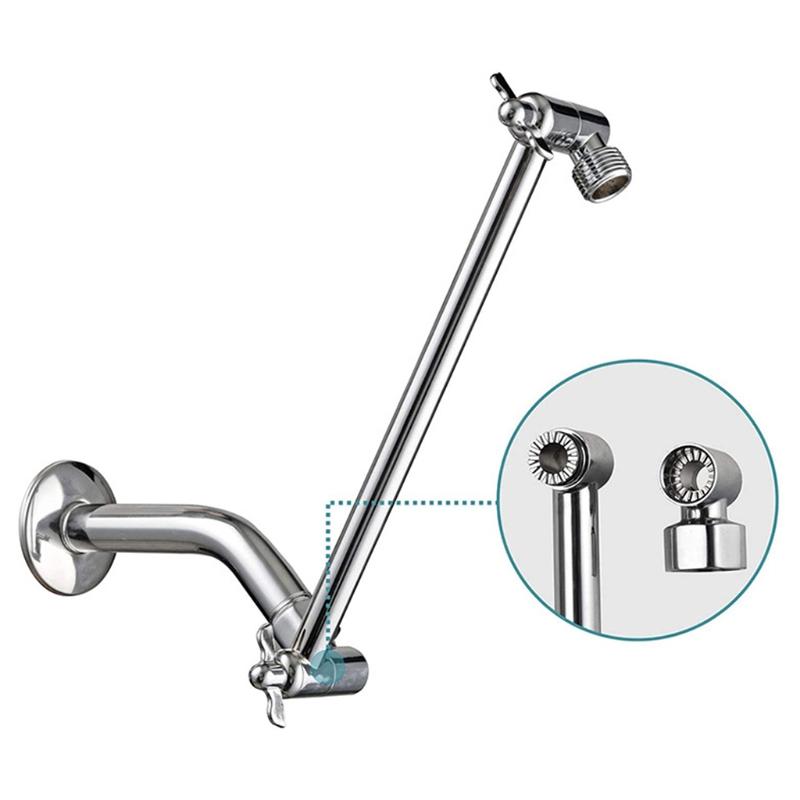 11 Inch Adjustable Shower Arm Universal Connection Solid Brass Shower Adjustable Angle Anti-leak Shower Extension Arm
