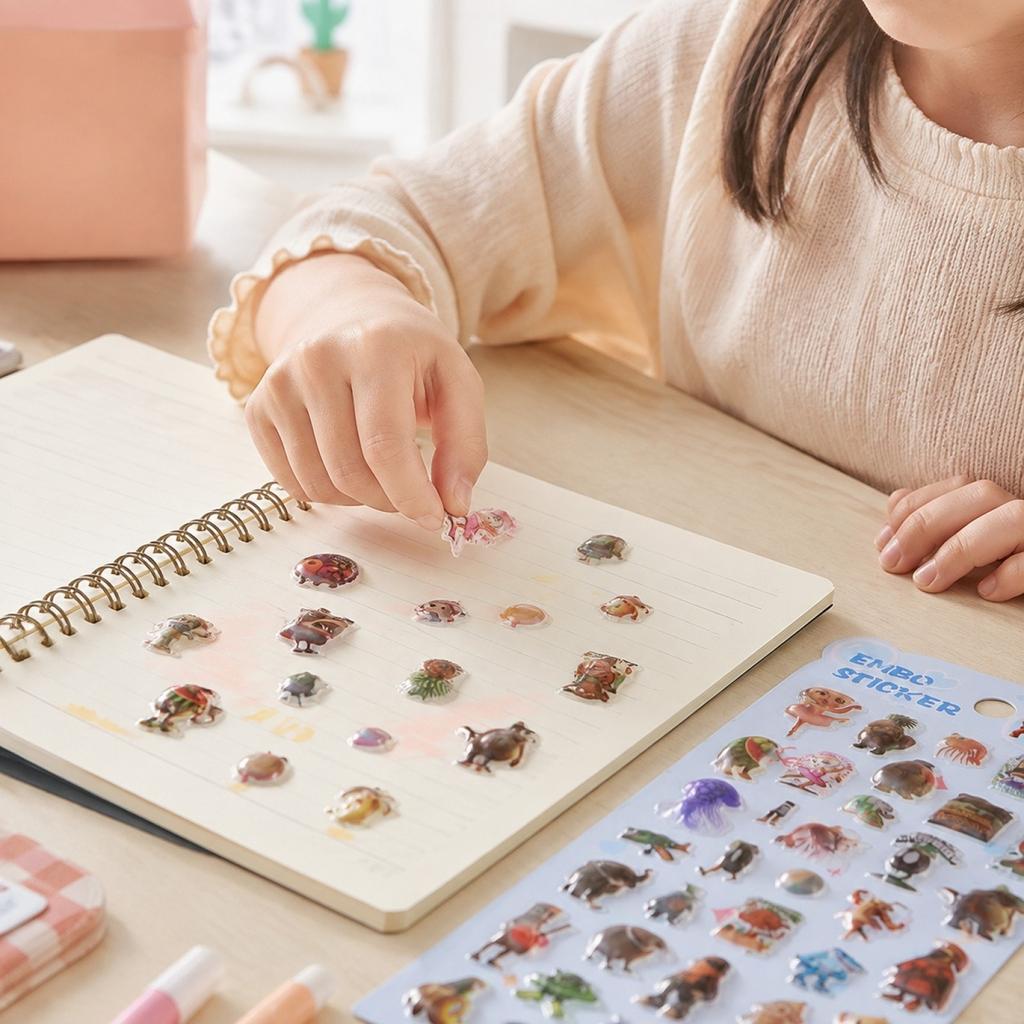 Cute 3D Stickers for Kids, Embossed Decorative Stickers for Girls with Creatures