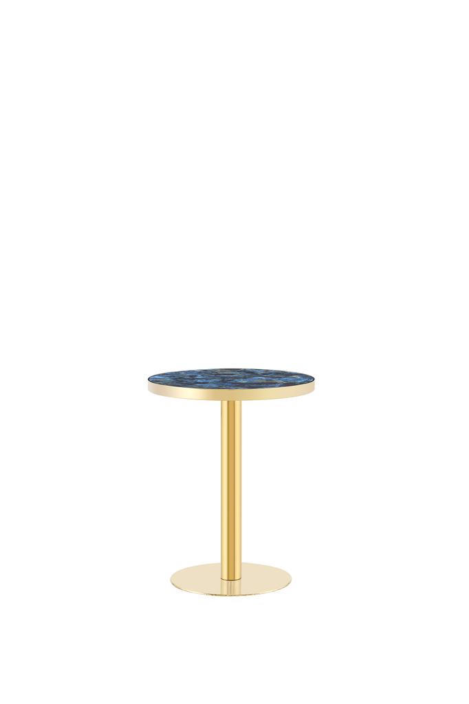 Modern Round Side Table, Marble-Look Tabletop with Golden Rim, Sturdy Metal Frame in Black/Gold/Silver, Coffee Table, Nightstand or Balcony Table