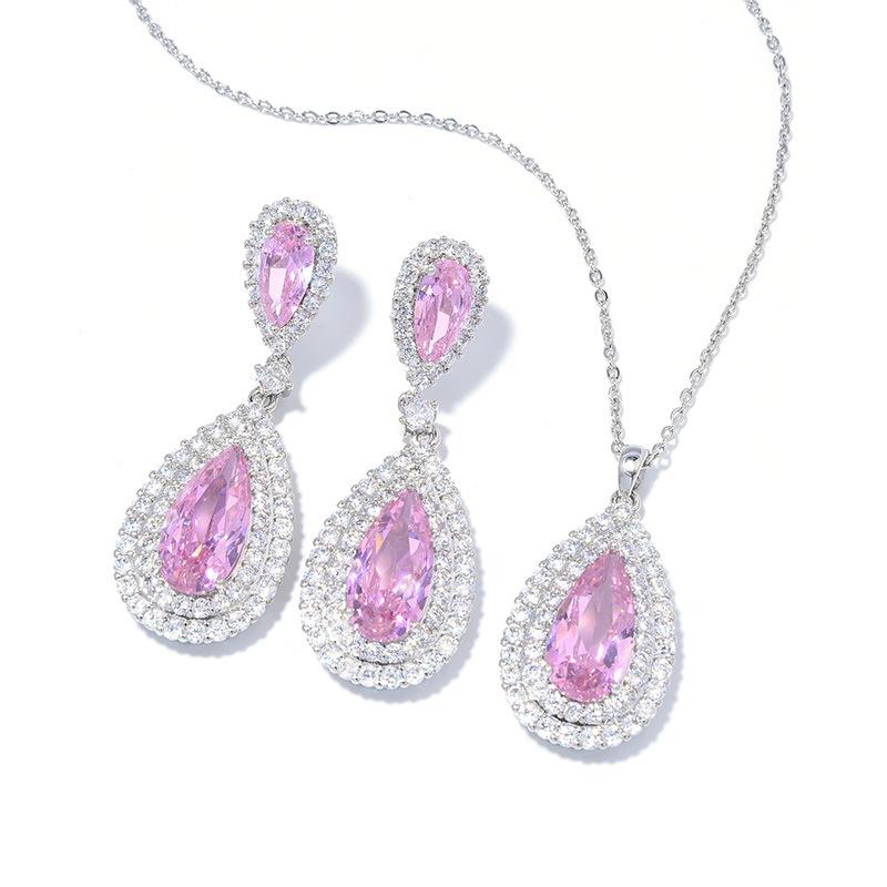 Fashion Exaggerated Diamond-Set Large Water Drop Earrings Necklace Women'S Luxury Dinner Zircon Jewelry Atmospheric Jewelry Two-Piece Set