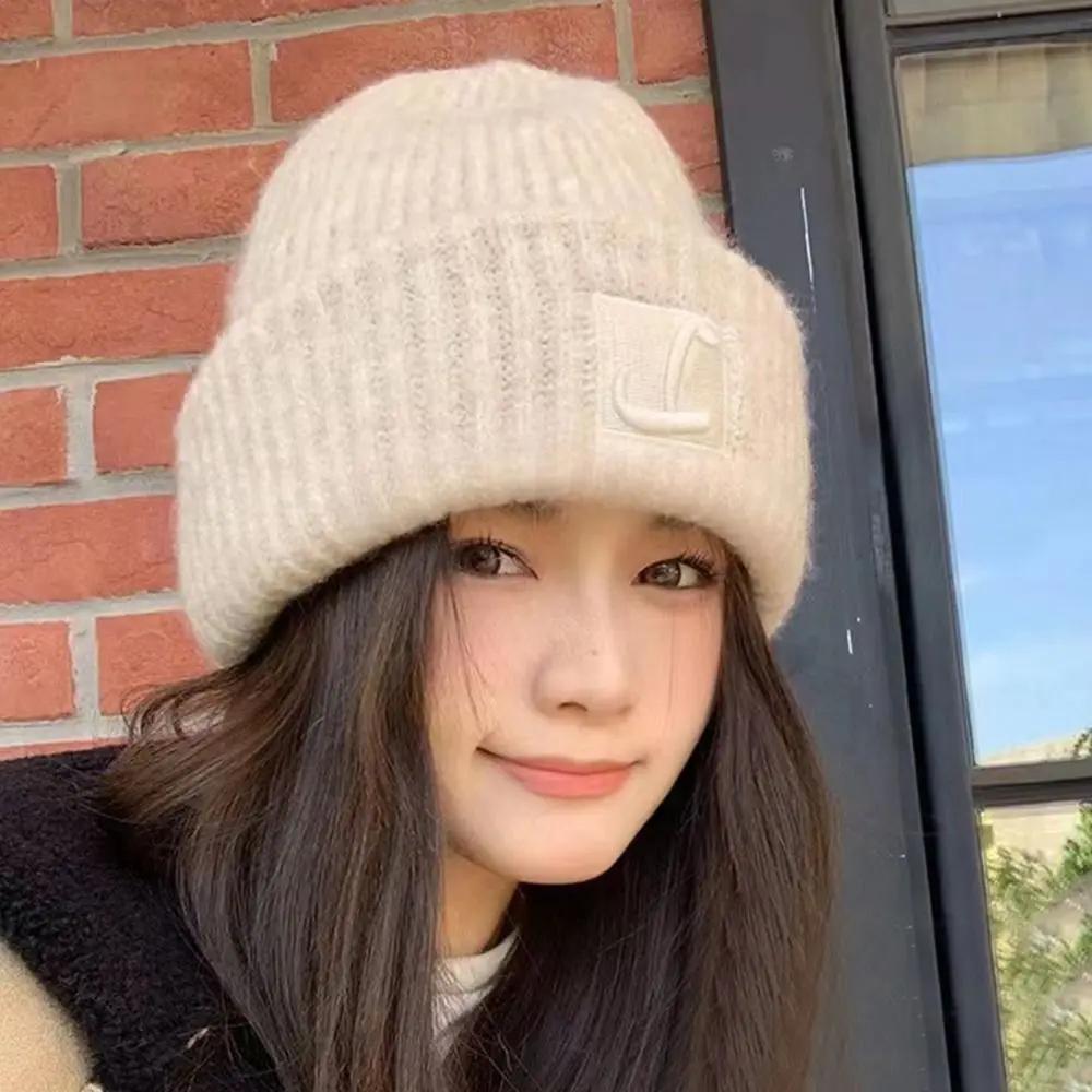 Women's Fashion Knitted Beanies Solid Color Windproof Warm Hat Knitted Cap Unisex
