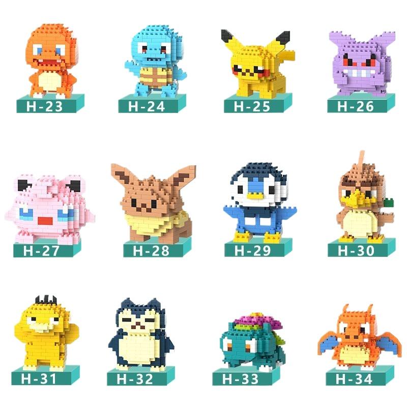 Micro Building Blocks Charmander Pikachu Action Figures Gengar Mini Bricks Model Diy Puzzle Toy For Kids Toys Gift
