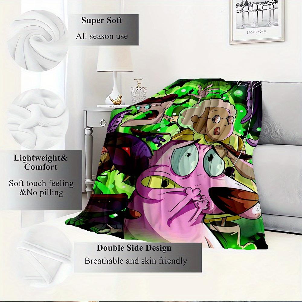 1 Stück Flanell-Kuscheldecke, Gruselig, Cartoon, Mutig, der feige Hund Muster Gedruckte Decke, Warm Gemütlich Weiche Decke für Couch Bett Sofa Auto Aus