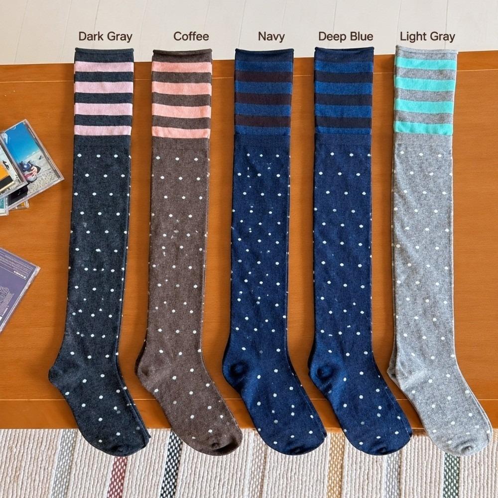 Polka Dot Tone High Socks Ins Style Long Stocking Fashion Girl Slouch Socks Autumn