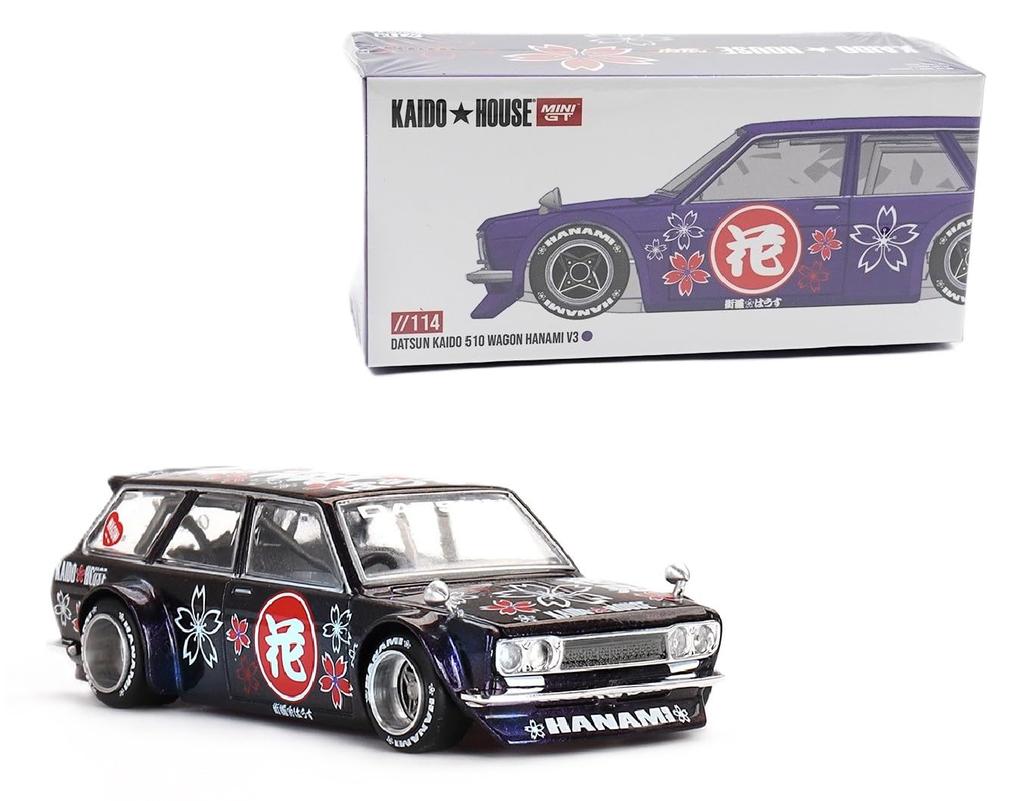 True Scale Miniature Model Car Datsun KAIDO 510 Wagon Hanami V3 Magic Purple Limited Edition Diecast Model Car Kaido House KHMG114 1/64