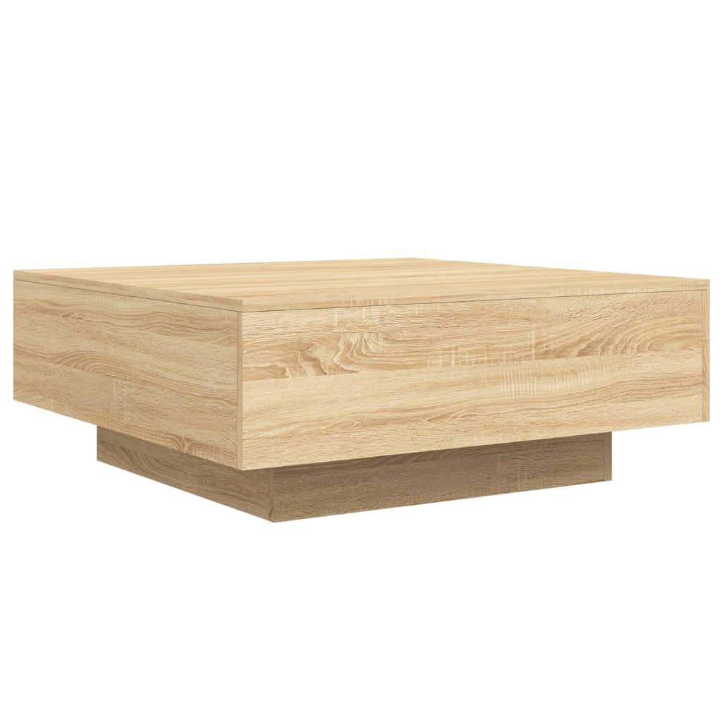LED Coffee Table, Sonoma Oak, 80x80x31 Cm