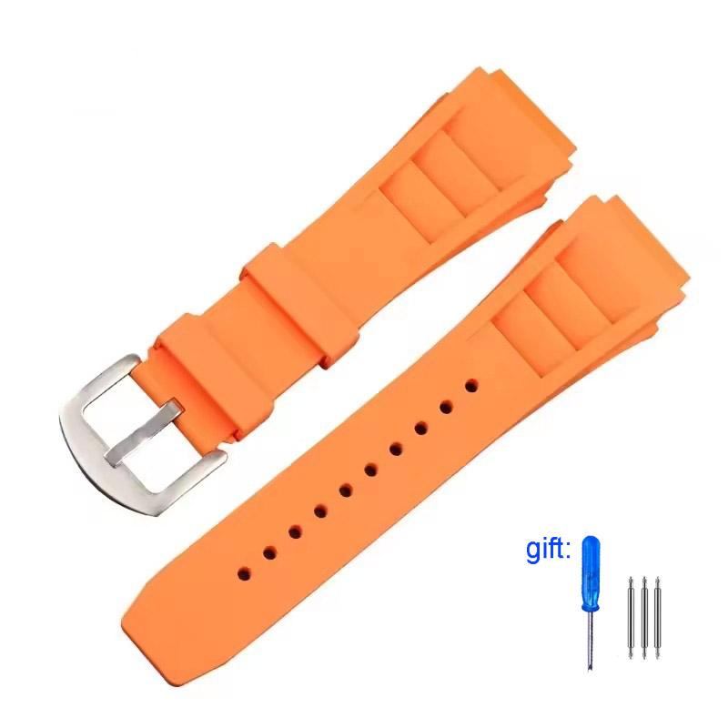 Green Red Black Gray Blue Fresh ear style Rubber Watchband For Richard Mille strap for RM011 Mille Bracelet Watch Band 25mm New