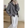 Autumn and winter new simple stand-up collar twist double zipper knitted cardigan women's loose lazy sweater jacket