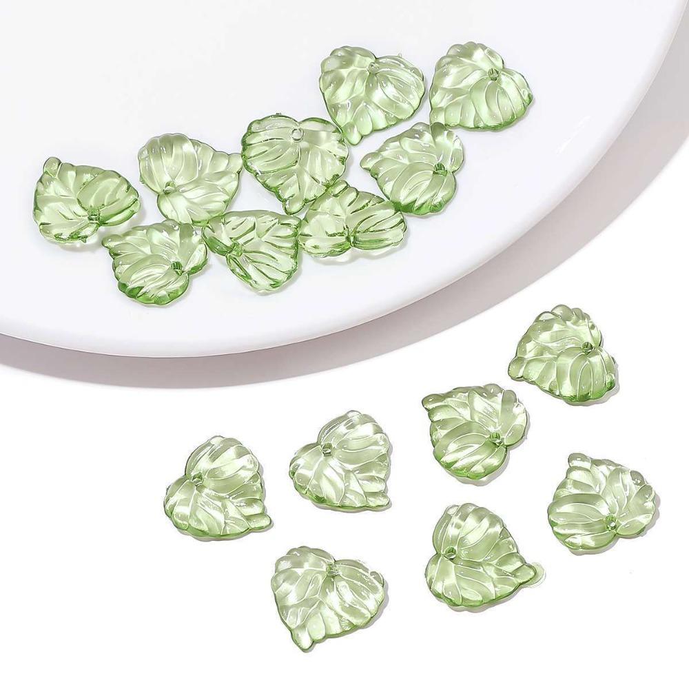 Transparent Green Transparent Leaf Shape Beads Charms Leaf Shape Beads Necklace Accessories