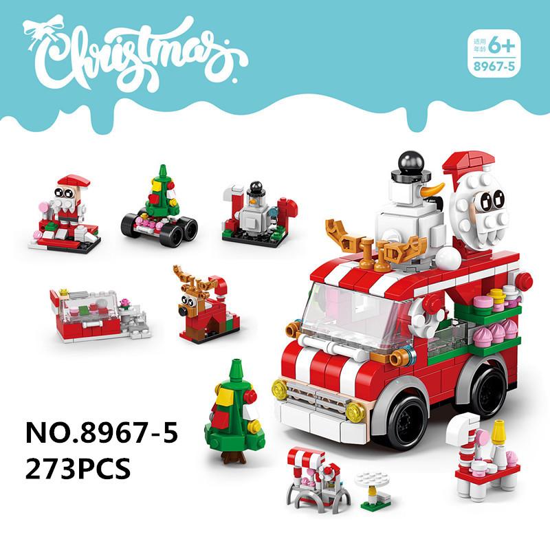 6-in-1 Weihnachts-Serie Bausteine Set Kreatives Winterdorf Haus Elch Zug Picknickwagen DIY Steine Spielzeug für Kinder Weihnachtsgeschenk