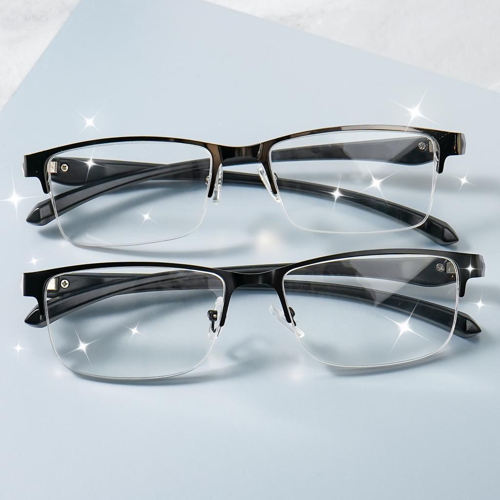 Men and Women Black Reading Eyeglasses Half FramePortable Magnifying Presbyopic Hyperopia Eyeglasses Square Ideal Choice for Gifts