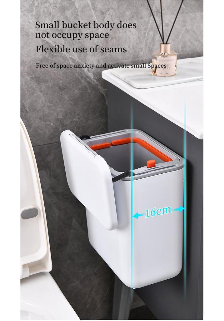 Hanging Kitchen & Bathroom Trash Can with Slide Cover - Wall-Mounted, Sealed Waste & Storage Bin