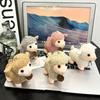 Cute Soft Plush Sheep Keychain Fluffy Straw Hat Plaid Bow 1Pcs Portable Key Ornament for Travel Backpack Decor