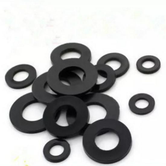 Șaibă de izolație rotundă din nailon negru - Garnitură plată din plastic