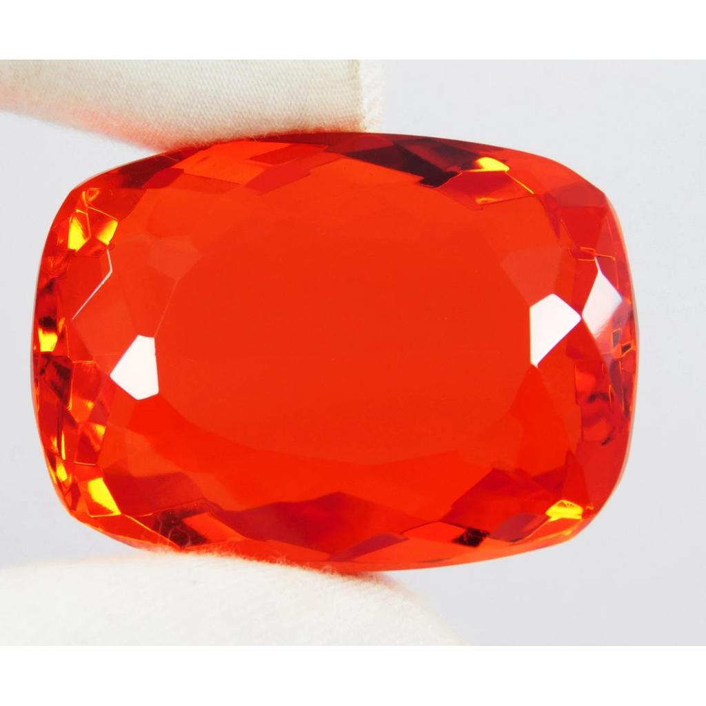 Certified 136.75 Ct Mexican Fire Opal Red Orange Cushion Cut Natural Gemstone