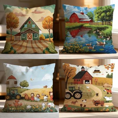 Popular Farm Cushion Cover Soft Washable Pillow Case Multi-Scene for Couch Bed Travel Office Use