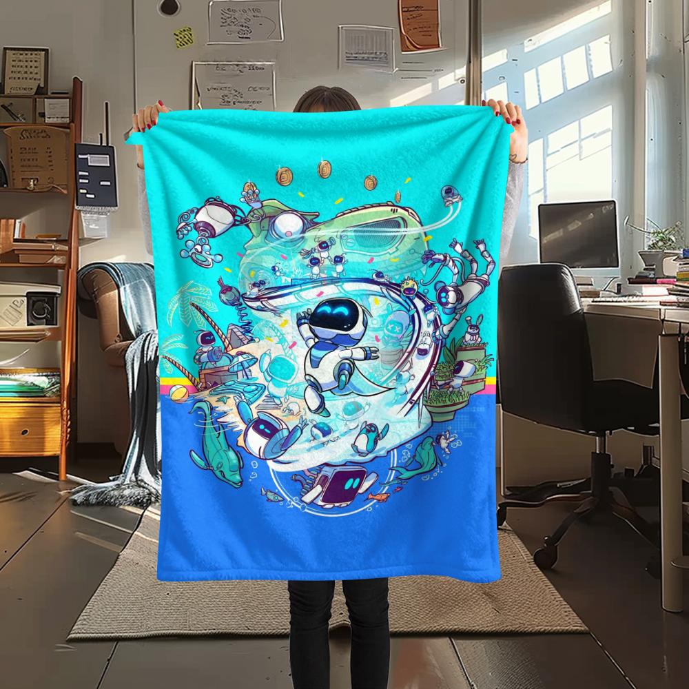 1 Pezzo Coperta in Flanella con Stampa ASTRO BOT, Alta Qualità, Confortevole per Tutte le Stagioni, Decorazione per la Casa, Calore e Comfort, Perfetta per Regali di Natale