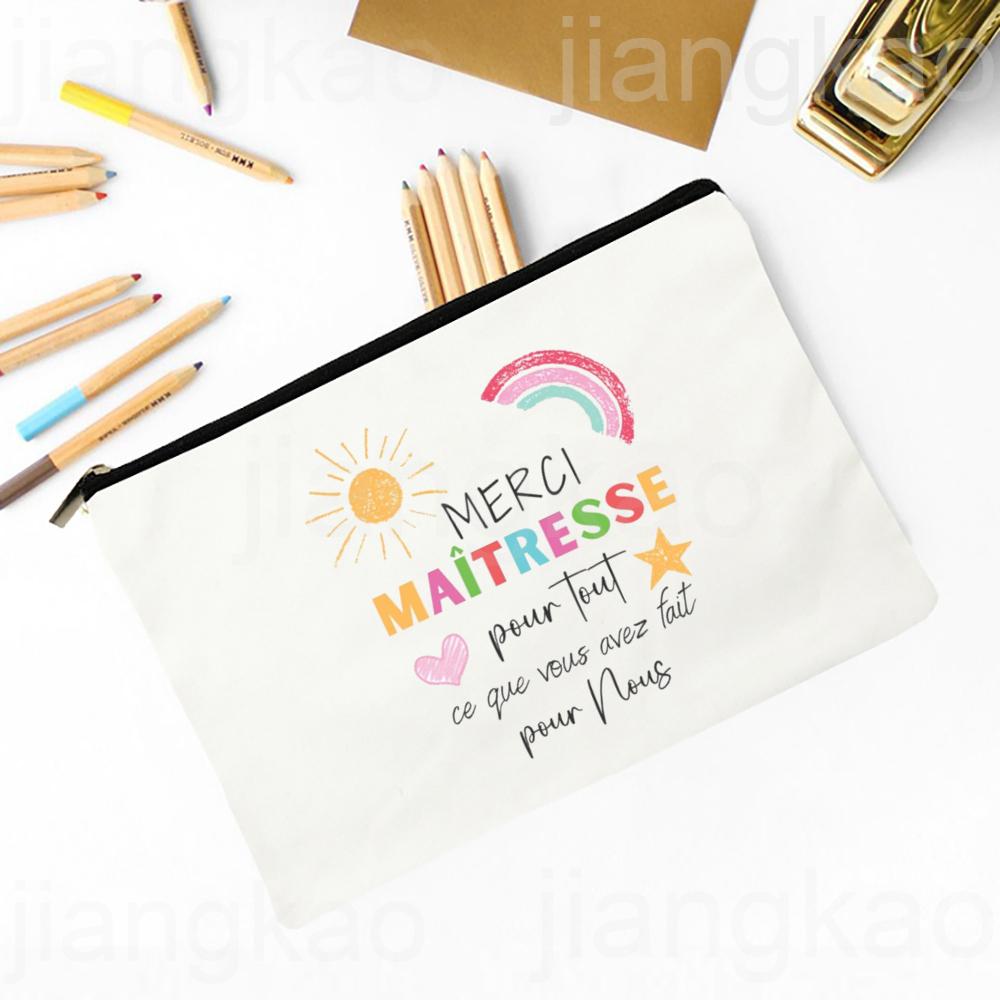Thank You Teacher for Everything You Have Done for Us Printed Pencil Bag Stationery Bags Travel Makeup Pouch Gift for Teachers