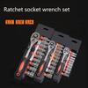 12Pcs 1/4 3/8 1/2 Inch Ratchet Socket Wrench Set Multi-function Spanner Bicycle Motorcycle Car Repairing Tool Set
