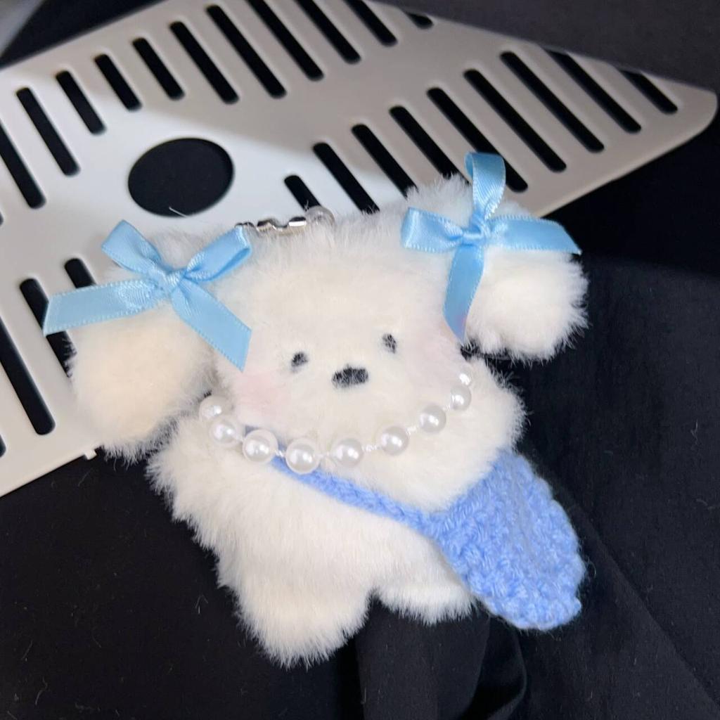 Pingente de mochila fofo de cachorrinho, chaveiro criativo de pelúcia, chaveiro de boneca, decoração de bolsa, menina estudante