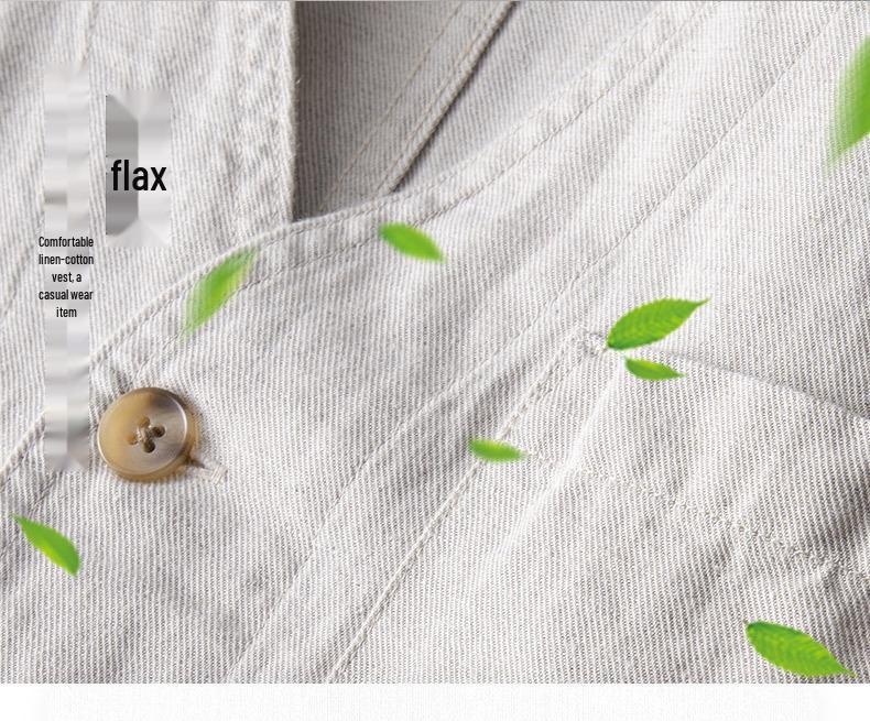 Men's Loose-Fit Japanese Style Linen-Cotton Vest - Trendy, Casual V-Neck Sleeveless Top In Plus Size