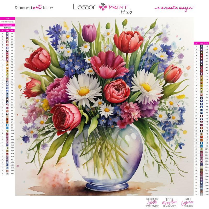 Art Vase Bouquet Diamond Painting  Full Round Diamond Mosaic Landscape Colorful Cross Stitch Kits Room Home Decor Gifts