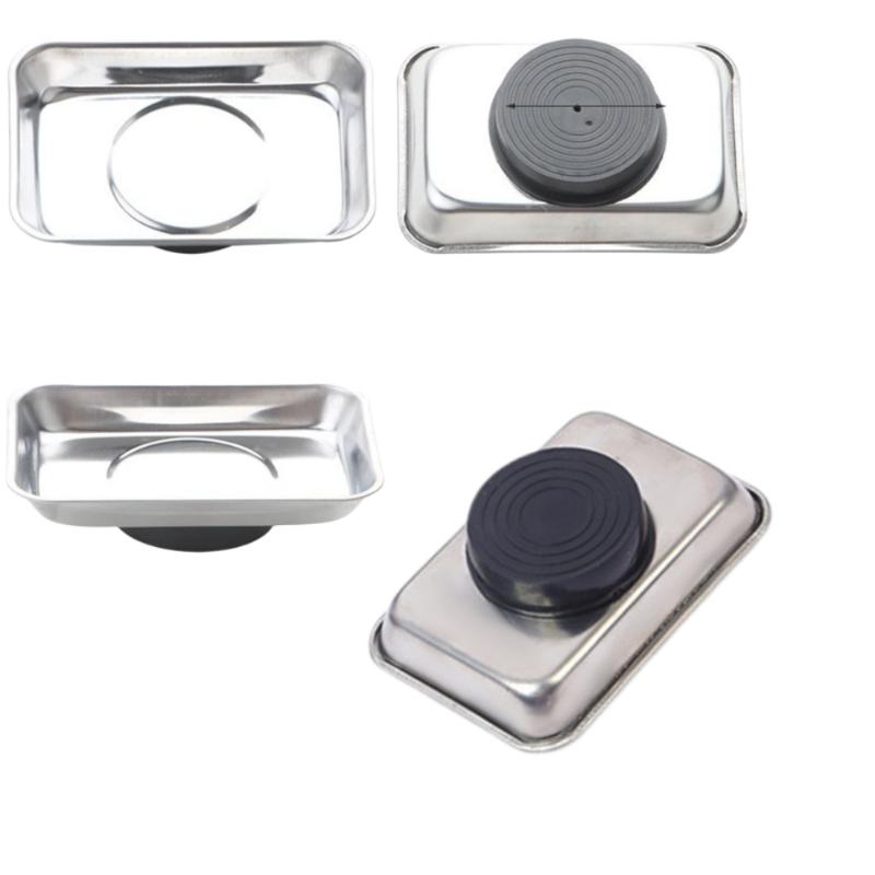 1Pcs Stainless Steel Magnetic Parts Rectangular Trays Screw Wrench Organizing Hardware Accessories Magnetic Tray
