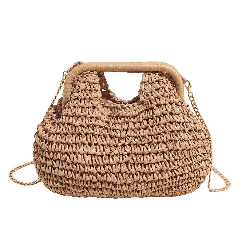 

Woven Banquet Handbag Summer Bohemian Seaside Vacation Beach Bag Fashionable Advanced Clip Crossbody Bag Brand Women s Woven Bag