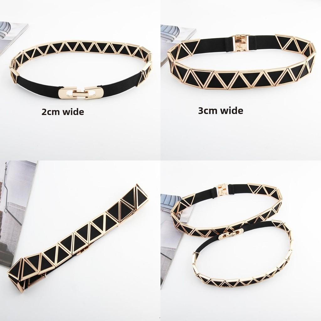 Fashion Metal Triangle Splicing Design Women Slim Waist Belt For Long Dress And Special Occasions