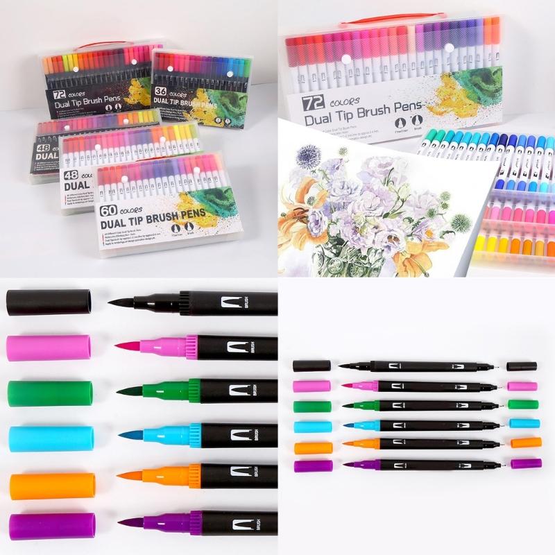36/48/60/72/100 Colors Felt Tip Pen Brush Marker Pen Watercolor Pen Brush Pen for Kids Adult Coloring Books Note Taking