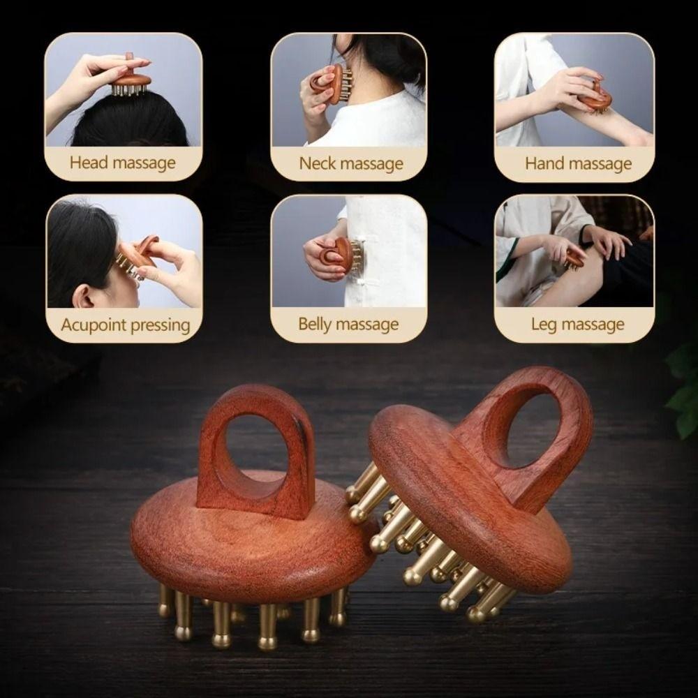 19 Teeth Sandalwood Massager Comb Reduce Puffiness Guasha Scalp Tool  Neck Body Massage