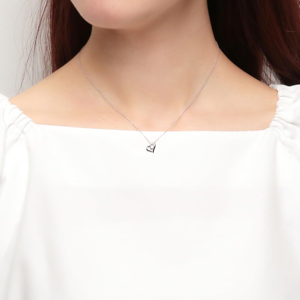 [BLOOM] Silver Rhodium Plated Cubic Zirconia Heart Necklace 0772-1561-0019-0000