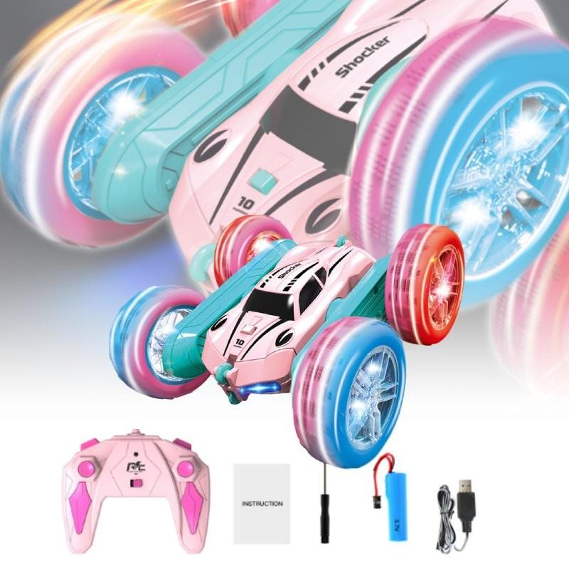 Amazing Colorful Remote Control Stunt Car With Light Up Wheels For Kids Fun